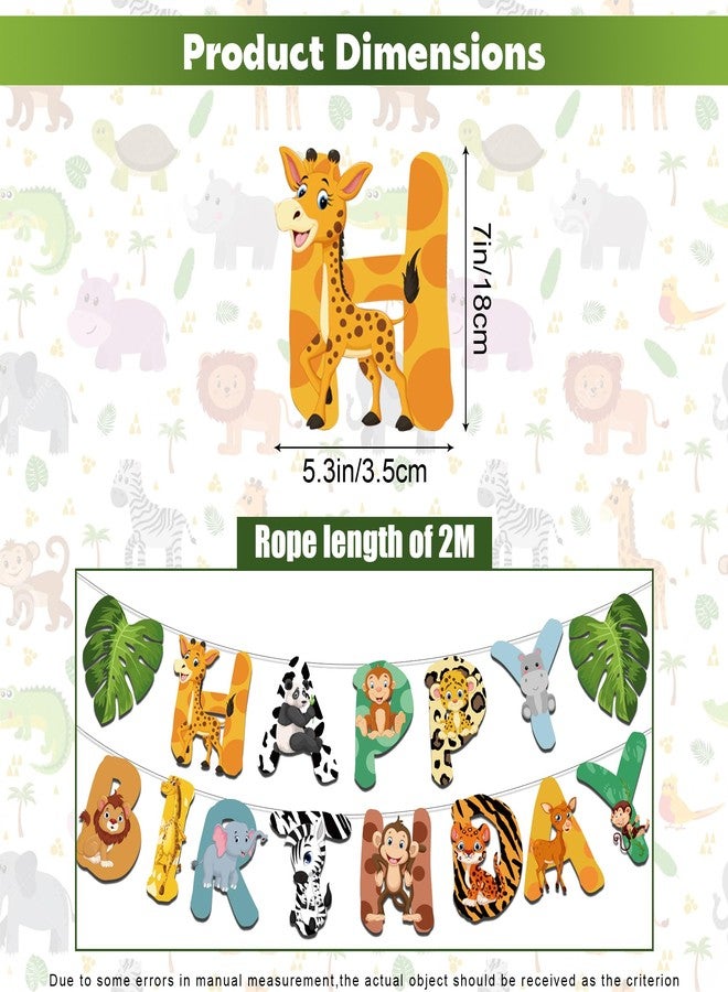 Ysqool Safari Animals Happy Birthday Banner, Jungle Party Sign Decorations, Wild One Animal Themed Bunting for Jungle Safari Birthday Party, Zoo Animal Garland for Boys Girls Baby Shower - Image 2
